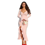 Autumn 2025 New White Long Sleeve Dress Sexy V Collar Horn Sleeve Dress