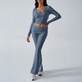 Dili 2025 Women's Casual Sports Knitted Long-Sleeved Trousers Two-Piece Suit Woman