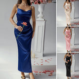 Dili 2025 Spring/Summer Dresses Casual Sexy Solid Color Suspension Dresses Evening Dresses