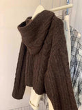 Millard Horn Buckle Hooded Cardigan Sweater Women Autumn And Winter Gentle Ja Sycafang Knit Coat Soft Glutinous Outside Put On