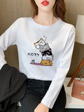 Pure Cotton Long-Sleeved T-Shirt Women 2025 New Spring And Autumn Loose Cover Inside The Bottom Shirt On The Shoulders Thin Clothes