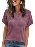 2025 Summer New Explosion Solid Color Collar Pit Casual Short-Sleeved T-Shirt Girl