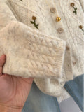 Small Fragrant Embroidered Raccoon Velvet Sweater Coat Women's Autumn And Winter 2025 New Thicket Loose Knitted Cardigan Top