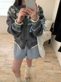 Fair Island Jasmine Premium Sweater Coat Women's New Easier Vintage Clammed Klammed Knitted Jacket In Autumn