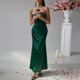 Dili 2025 Spring/Summer French Sexy Dress Solid Colored Chest Evening Dress Dresses Women's Dress