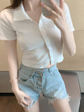 Small Fragrant POLO Shirt Women's Summer Short-Sleeved T-Shirt Ins Tide Design Feel Chic Irregular Short Top