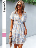 Dili Leisure Vacation Short-Sleeved Broken Flower Dress Dress Women's Dress 2025 Autumn And Winter Waist