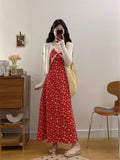 Seaside Holiday Red Broken Flowers Hanging Dress Women Summer 2026 Spring New Small Spring Dress