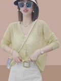 Unique Thin And Breathable Sneer Hollow Knitted Cardigan Summer New Leisure Sun Protection Shirt