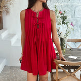 Dili 2025 Spring And Summer Leisure Holiday Wind Solid Color With Pressureless Sleeveless Short Skirt Women's Clothing
