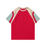 A39# (21 Ultra-Shuang Cotton 220-Gram Sorona Thread) Pure Cotton Shoulder-Collision Color Version Of Short-Sleeved T-Shirt