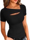 2025 New Products, Irregularly Repairing Short-Sleeved T-Shirt Top Women Women's Clothing