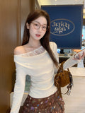 Pure Lustful Lace Lace T-Shirt Girl 2026 Spring New Two-Piece Design Repair Body
