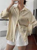 Dili Leisure Vacation Summer Striped Long Sleeves Arma Shirt Women's Winter 2025
