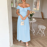 Dili 2025 Spring And Summer Temperament Elegant Solid Color Tie With Folding Bubble Bubble Sleeves French Dress Women's Dress