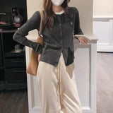 College Style Knitted Cardigan Women's Autumn And Winter 2026 New Niche Embroidery Temperament Outside A Small Man's Top
