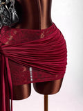 New Solid Color Body Sexy Hot Lace Hollow Sleeveless Short Top Coat Ass Skirt Suit Woman
