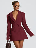 Autumn 2025 New Long-Sleeved Fashion Sexy Deep V Solid-Color Casual Suit Long-Sleeved Dress
