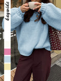 Dili Casual Simple Round Collar Long Sleeve Lined Sweater Women's 2025 Autumn And Winter