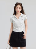 Pure Cotton Polo Collar Short-Sleeved T-Shirt Women's Summer 2025 New Large-Size Meat Masking Thin Design Wrinkled Short Blouse