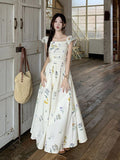 Broken Flower Short-Sleeved Dress Women's Summer French Way To Receive Waists Thin Back Small Flying Sleeve Long Skirt Sweet Wind