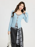 Gentle Style Temperament Fake Two Long Sleeves With T-Shirts 2026 Spring Design Slimming Bottom Shirt Top