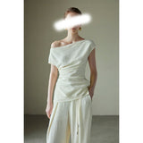 Summer New Set Thin Hip Essence BI Into Imported Three-Home Folded Trouser Top Set