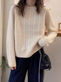 Lazy Gray Knitted Sweater Women's Jacket Autumn And Winter New Design Loose Knitting Inside The Bottom Top