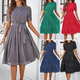 Dili Women's Clothing 2025 Spring And Summer Temperament Casual Wave Point With Long Dress Dress Dress