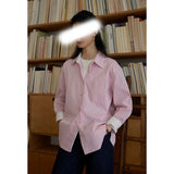 The New Shirt Is Simple To Wear A Blue Striped Fake Two Shirt Femininity Tops