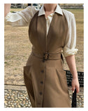 French Splicing Two Sets Of Temperament Waist Hanging Neck Dress Female Design Thin Suit Southeast Asia