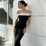 Autumn 2025 New Shoulder-Boor Sleeveless Ribbon Temperament Dress Body-Body-To-Bossed And Left-Handed