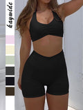 Dili Sports Yoga Wind Hanging Neck Bra Shorts Two Sets Of Women's Clothing 2025 Spring And Summer