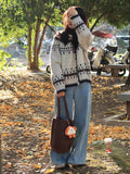 Fair Island Vintage Hooded Sweater Coat Women's Autumn/Winter Lazy Wind Wears Soft-Shough Knits Design T-Shirt