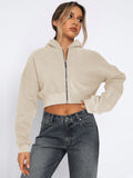 Hot Women's Clothing Short Fashion Street Trend Long-Sleeved Autumn Winter Loose Hooded Jacket