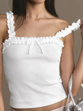 Explosion Design Wood Ear Bow Sling Women's 2025 Sweet Spicy Pure Threaded Waistcoat