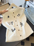 Small Scented Embroidered Sleeveless Vest Knitted Cardigan Women's Spring And Autumn Fat Vest Cover The Stomach Horse Clip Top