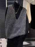 Shiny Design Set Shoulder Cashmere Knitted Vest Sweater Casual Korean Version Of The Top Wearing Vest