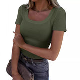 2025 New Burst Thread Pit Strip Sexy Long Sleeve Long Sleeve Collar Girl T-Shirt Hottie