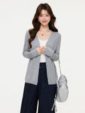 Grey Thin Long-Sleeved Knitted Jersey Coat Winter New Bottom With High-End Temperament Mid-Long Top Lady