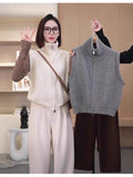 Knitted Vest High-Neck Double Zipper Comfortable Simple Early Autumn New Temperament Full Thin Bottom Shirt Vest Top