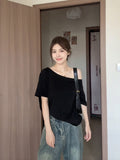 Design A Small-Sized Hottie Cotton-Sleeved Short-Sleeved T-Shirt For Summer Relaxed Casual Simple T-Shirt