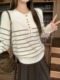 Striped Half-Neck Knitted Thick Coat 2026 Autumn And Winter Loose Design Long-Sleeved Top
