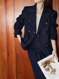 Suit Jacket Women's Double Buckle Twill Design Sense + Penetted Skirt Autumn Twill Retro Temperament Dress