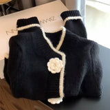 Small Fragrant Temperament Sweater Coat Women Autumn And Winter Repair Short Camellia Knitted Shirt Spring And Autumn New Top