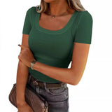 2025 New Burst Thread Pit Strip Sexy Long Sleeve Long Sleeve Collar Girl T-Shirt Hottie