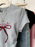 Pure Cotton Shoulder Short-Sleeved T-Shirt Women 2025 Summer New Design Sense Niche Wrinkles To Receive Thin Short Tops