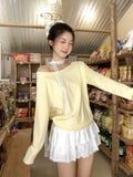 Pure Desire A Word Shoulder Gray Angle Shoulder Long-Sleeved T-Shirts For Women's Autumn Loose Bottom Shirt Languid Chic Beauty Top