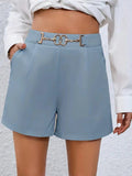 Women's New Fashion Waist Metal Accessories Dress Five-Point Trouser Suit Shorts Trousers Trousers Women