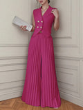 2025 Women's New Fashion Fashion Vest 100-Folded Skirt Pants Two Sets Of Trousers Set Women
